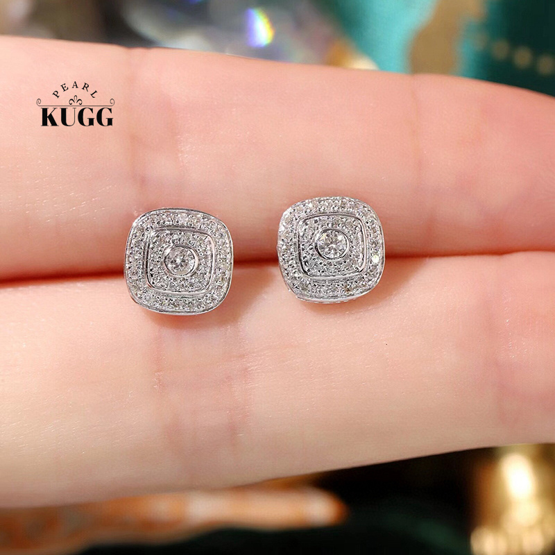 Diamond Stud Earrings - KUGG 100% 18K Anting Emas Putih