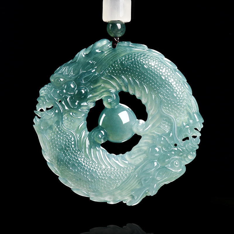 Jewelry & Watches Vitopoulos - Kalung Liontin Bermerek Naga Ganda Giok