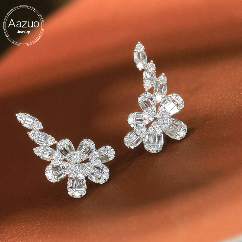 Diamond Stud Earrings - Aazuo Perhiasan Mewah 18K Emas Putih