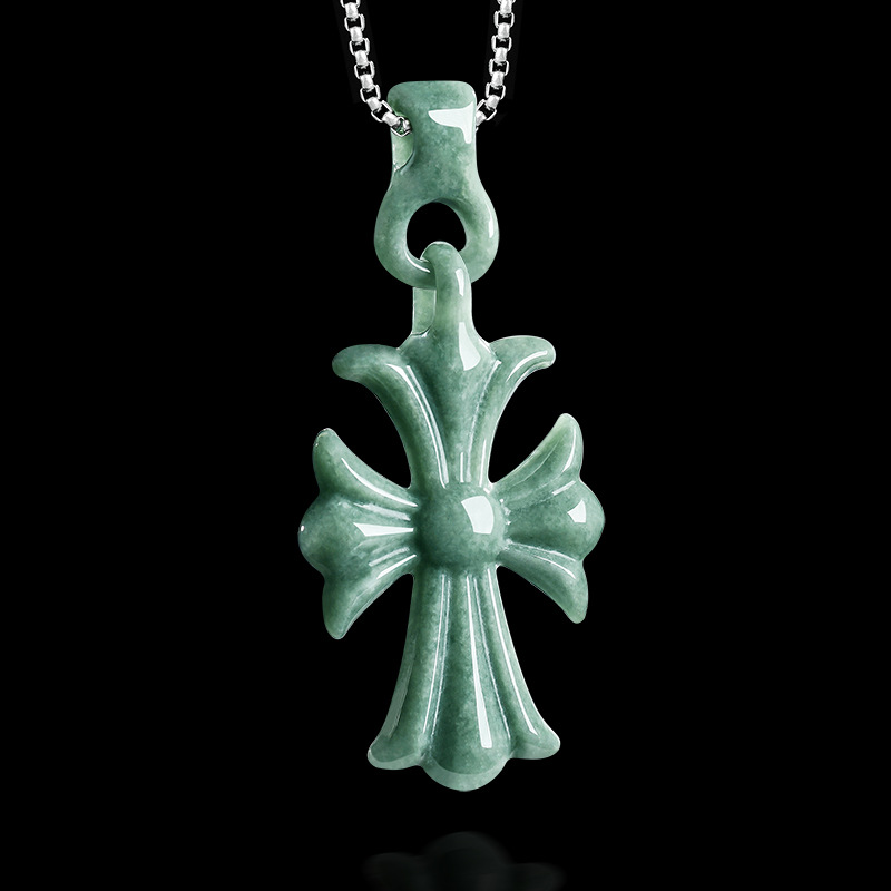 Jewelry & Watches Vitopoulos - Kalung Liontin Salib Batu Giok Burma