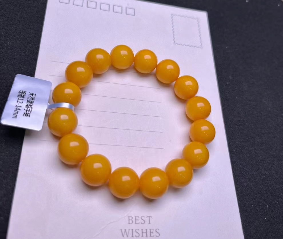 Gemstone Bracelet Healing - Gelang Manik-manik Bulat Batu Permata Amber