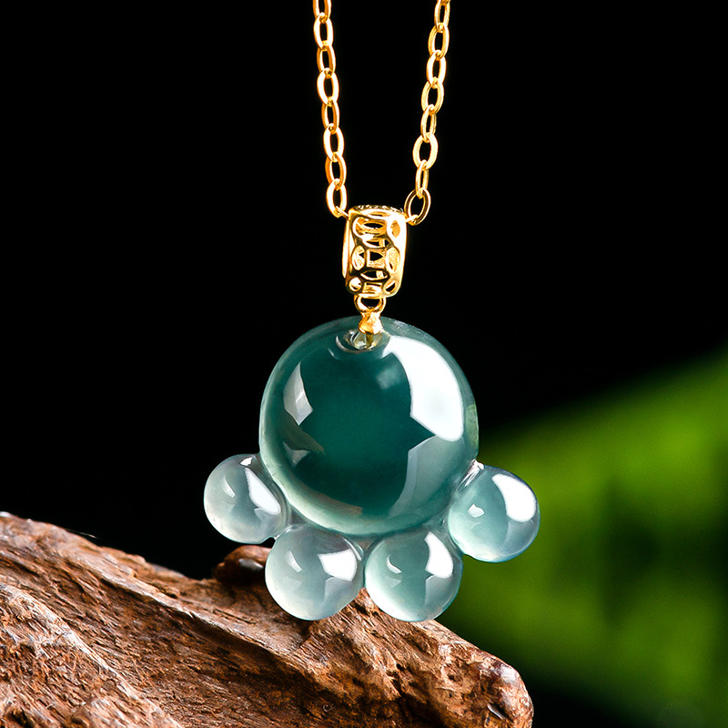 Jewelry & Watches Vitopoulos - Kalung Liontin Cakar Kucing Giok Air