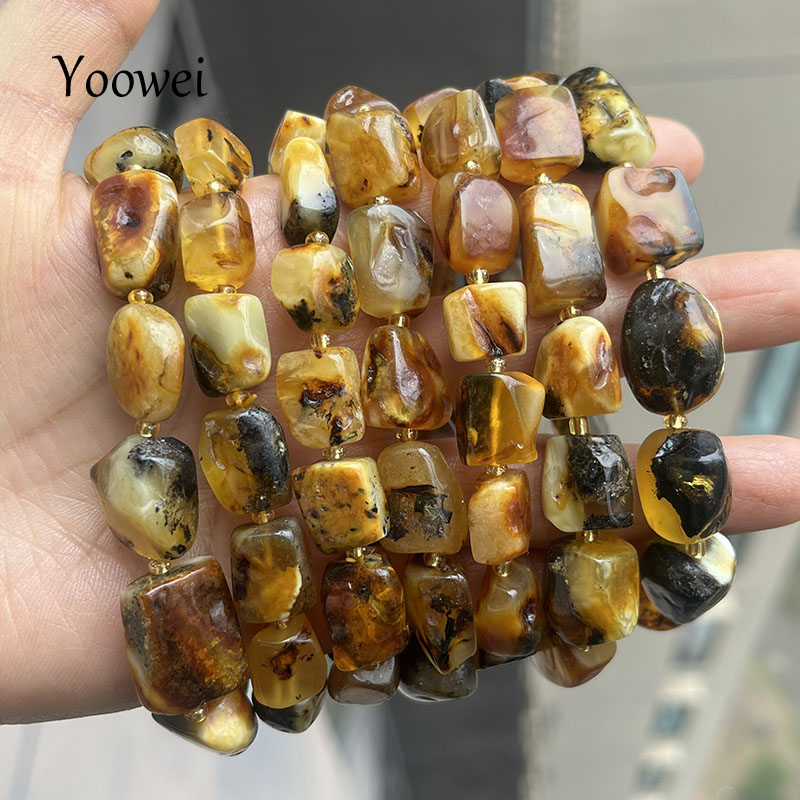Gemstone Bracelet Healing - Gelang Amber Asli 100% untuk Unisex,
