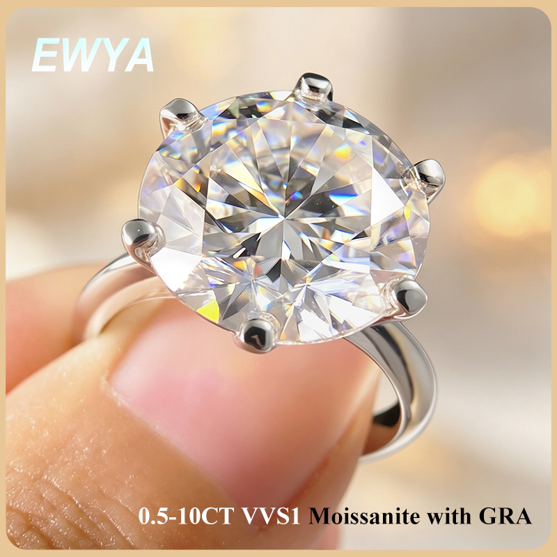 Sterling Silver Ring - EWYA GRA 0.5 bersertifikat-10CT D warna