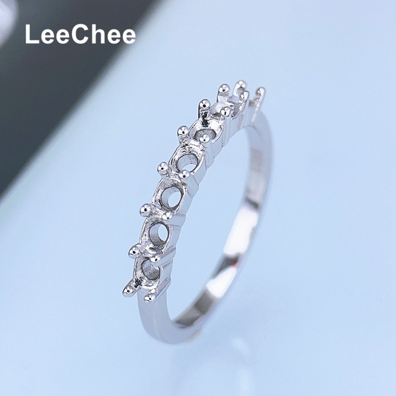 Sterling Silver Ring - Pengaturan Cincin Pita Tetap untuk Moissanite