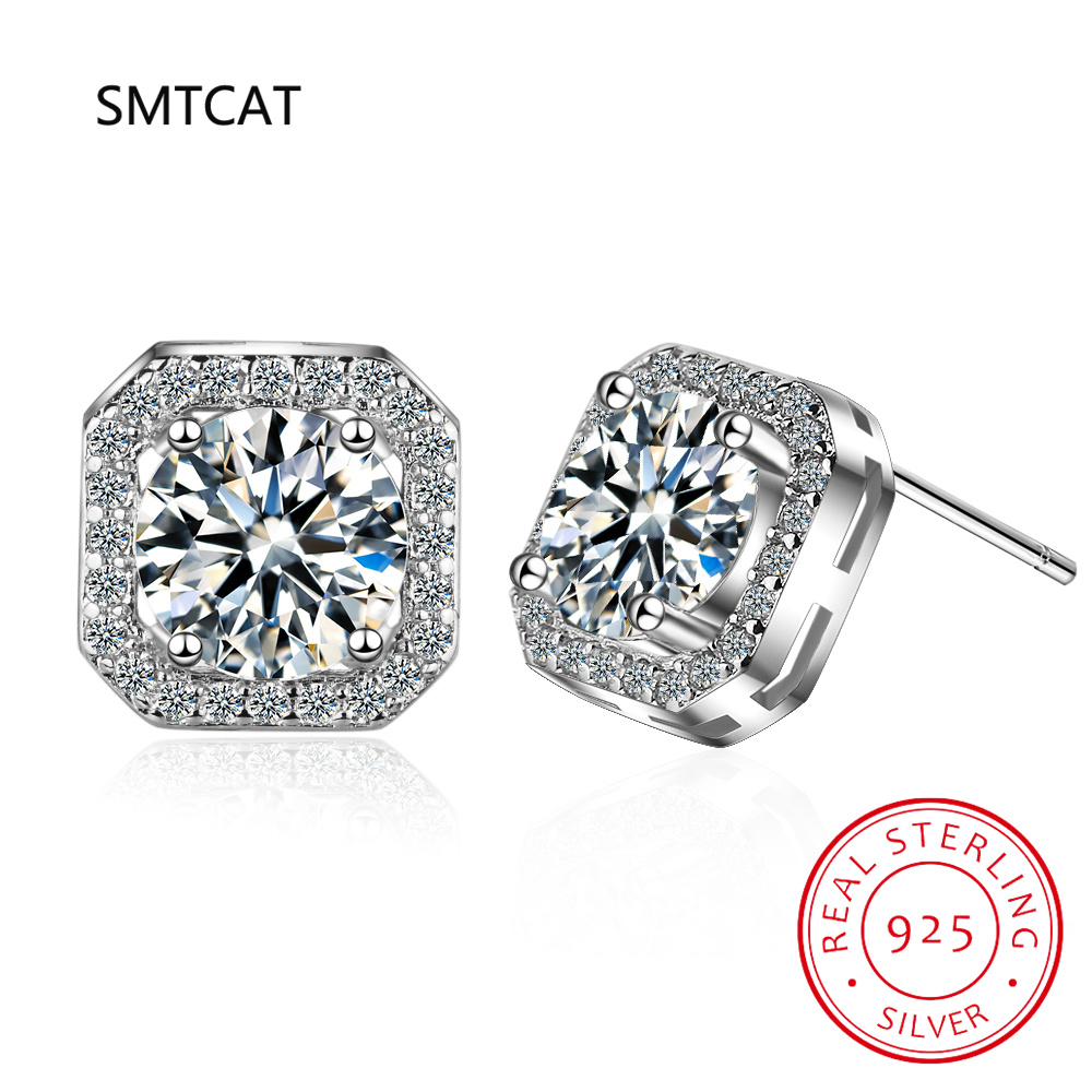 Potongan persegi Moissanite be - Diamond Stud Earrings ulasan dan harga