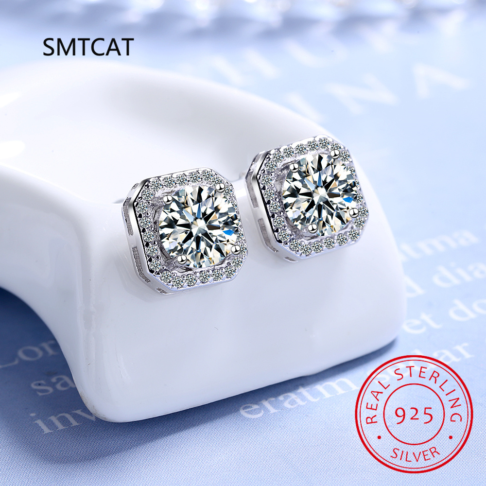 Potongan persegi Moissanite be - Diamond Stud Earrings ulasan dan harga